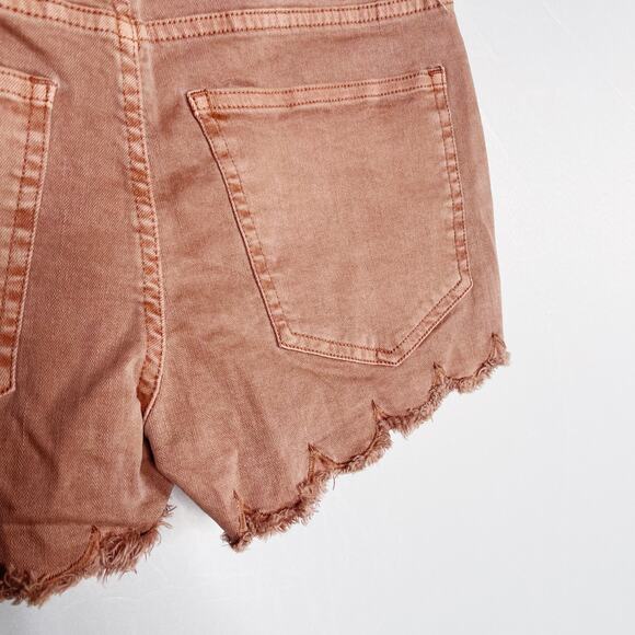 New Francescas Harper Heritage Blush Pink Scallop Edge Jean Shorts 25 Stretch - Picture 7 of 12